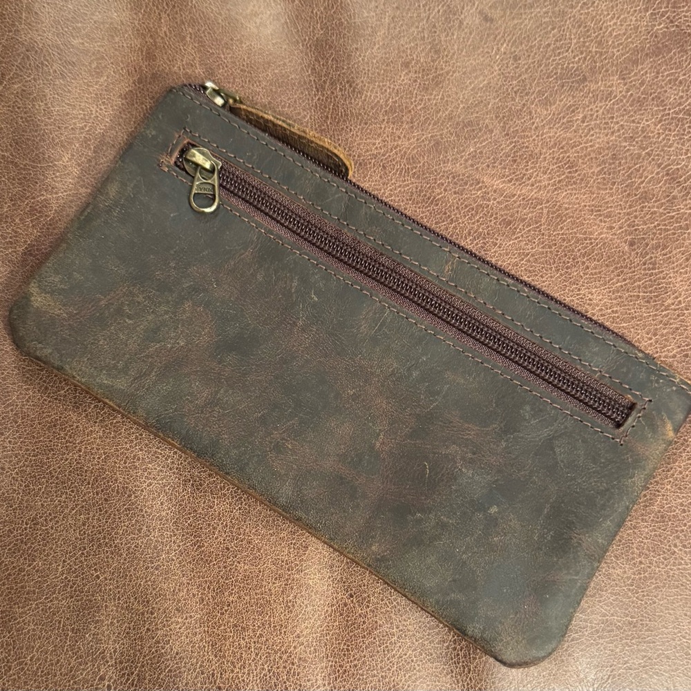 Moonster Distressed Brown Leather Clutch